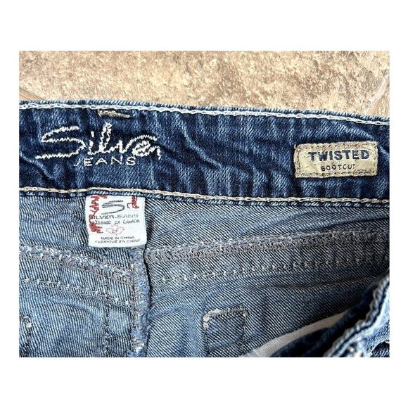 Silver Twisted Bootcut, distressed stretch denim jeans, women's 27 / 35 - Picture 6 of 12